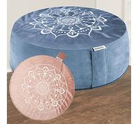 Hihealer Cuscino da Meditazione con Rivestimento Extra in Velluto - Grande Cuscino da Pavimento Tradizionale Tibetano per Yoga Zafu Riempito con Pula di Grano Saraceno, Ottimo Regalo per Donne (Rosa