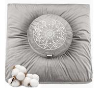 Hihealer Zabuton - Set di cuscino per meditazione e tappeti, grande zafu e tappetino per meditazione, per uomini e donne, ideale per yoga, relax e piena coscienza (grigio, 40 x 40 x 13 cm e 80 x 80 x