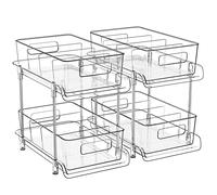 HIHEGD Organizer da bagno a 2 livelli con divisori, trasparente sotto il lavandino e organizer estraibile per cucina e dispensa