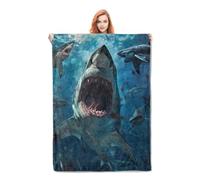 HiHELLOH Coperta a forma di squalo, regalo per bambini e adulti, morbida, calda, leggera, accogliente, in flanella, motivo oceano, per letto, divano, soggiorno, decorazione, 127 x 101,6 cm