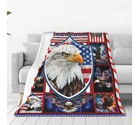 HiHELLOH Coperta con bandiera americana, coperta con aquila, in pile accogliente, biancheria da letto in flanella, regali per uomini, donne, ragazze, adulti, amanti, roba in peluche per divano, letto