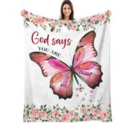 HiHELLOH Coperta con farfalla cristiana, regalo religioso e basato sulla fede, per donne, battesimo e compleanno, 127 x 152,4 cm