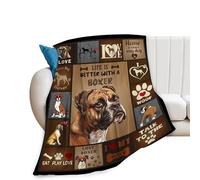 HiHELLOH Coperta per cani boxer, comoda coperta in pile di flanella, idea regalo per donne, uomini, ragazzi, ragazze, amanti degli adulti, roba in peluche per divano, letto, decorazione, 127 x 152 cm