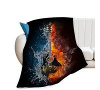 HiHELLOH Coperta per chitarra coperta in morbido pile flanella biancheria da letto rock roll musica regali per uomini chitarristi ragazzi donne ragazze amanti adulti roba peluche per divano letto