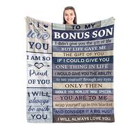 HiHELLOH Regali bonus figlio, miglior regalo bonus figlio da mamma bonus/papà, regalo per figlio bonus, idee regalo per figliastro, regalo unico per compleanno/laurea per bonus/figliastro coperta 127