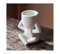 HIHELO Cachepot Bianco Cattivo può Flowerpot di Cemento Graffiti, piantatore succulente Decorazione Arte Carina, Flowerpot da Giardino Indoor ed Esterno Vasi per Piante da Interno (Size : C)