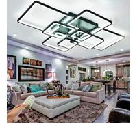 HIHIHOMY Plafoniera Led Soffitto,8 Rettangolare Plafoniera LED Soffitto Moderna, L106cm Nera Plafoniera LED Dimmerabile 8-Rettangolare Creativa Led Plafoniera con Telecomando