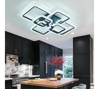 HiHiHomy Plafoniera Led Soffitto Moderna Per Soggiorno, Plafoniera Led Soffitto In Cristallo Per Sala Da Pranzo, Plafoniera Dimmerabile Led Soffitto Nera Con Montaggio a Incasso Con Cornice 6 Quadrati