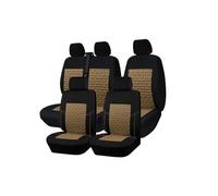 HIIAW Kit Coprisedile PU Coprisedili Universali In Spugna Da 4 Mm Per La Maggior Parte Dei Furgoni Camion Per Transit Per Fiat Per Ducato Per Citroen Per Relay(AD9509-Beige-Set)