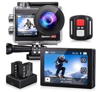 Hiicam Action Camera 4K Impermeabile 20MP con Touch Screen Fotocamera Subacquea 131FT con EIS per Snorkeling Casco Bici Grandangolo 170 ° Telecomando WiFi 5XZoom