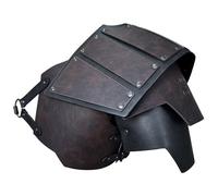 HiiFeuer Armatura a spalla singola in ecopelle vichinga, Armatura a spalla da cavaliere medievale retrò per LARP/Cosplay (Marrone scuro)