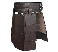 HiiFeuer Armatura medievale in cuoio sintetico con cintura larga sulla coscia, Armatura in vita retrò a doppio lato, Armatura con gonnellino Mercenari&Cavalieri per il LARP (Marrone A)