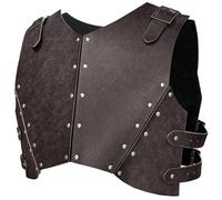 HiiFeuer Armatura pettorale medievale in cuoio sintetico, Armatura retro Mercenary Knight Archer, Armatura toracica regolabile per costumi LARP e Ren Faire (Marrone scuro B)
