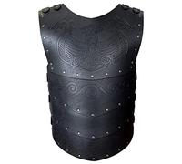 HiiFeuer Armatura Toracica Con Elmo in Ecopelle Vichinga in Rilievo, Armatura in Pelle da Cavaliere Medievale Retrò per LARP/Cosplay(Nero B)