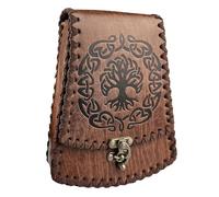 HiiFeuer Borsa da cintura in finta pelle nordica in rilievo, marsupio medievale retrò, marsupio portatile con fibbia vintage per Ren Faire (Marrone B)
