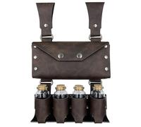 HiiFeuer Borsa da cintura medievale per alchimia in cuoio sintetico con 4 fiale di pozione in sughero, Marsupio fantasia per Halloween (Marrone A)