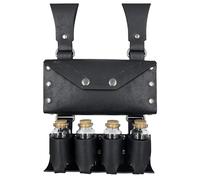 HiiFeuer Borsa da cintura medievale per alchimia in cuoio sintetico con 4 fiale di pozione in sughero, Marsupio fantasia per Halloween (Nero A)