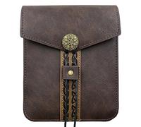 HiiFeuer Borsa da cintura medievale vintage in ecopelle, Marsupio da cintura retrò del Medioevo, Zaino laterale portatile per LARP Ren Faire (marrone A)