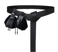 HiiFeuer Cintura con fibbia vichinga in rilievo Fenrir e borsa per cintura nordica in rilievo, cintura in ecopelle vintage e marsupio per LARP(nero D)