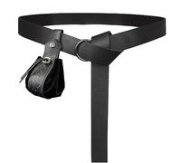 HiiFeuer Cintura medievale ad anello con borsa nordica retrò con coulisse, cintura rinascimentale in ecopelle e borsetta per il GRV(nero C)