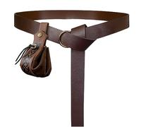HiiFeuer Cintura medievale ad anello con borsa nordica retrò con coulisse, cintura rinascimentale in ecopelle e borsetta per il GRV (marrone C)