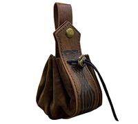 HiiFeuer Custodia Con Coulisse in Ecopelle Medievale, Portamonete Portatile Retrò Nordico, Borsa da Cintura Vintage per Dadi per LARP Ren Faire(Marrone C)