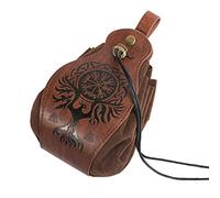 HiiFeuer Custodia in ecopelle medievale, borsa portatile con coulisse,Borsa da cintura vintage dadi per LARP Ren Faire (Phoenix Marrone)