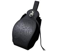HiiFeuer Custodia in ecopelle medievale, borsa portatile con coulisse,Borsa da cintura vintage dadi per LARP Ren Faire (Phoenix Nero)