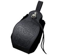 HiiFeuer Custodia in ecopelle medievale, borsa portatile con coulisse,Borsa da cintura vintage per dadi per LARP Ren Faire (Dragon Nero)