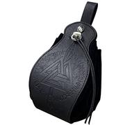 HiiFeuer Custodia in ecopelle medievale, borsa portatile con coulisse,Borsa da cintura vintage per dadi per LARP Ren Faire (Gungnir Nero)