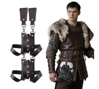 HiiFeuer Fondina per controller di gioco geek vintage, in ecopelle, supporto portatile per cintura con manico adattabile (marrone scuro A)