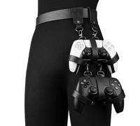 HiiFeuer Fondina vintage in ecopelle per controller da gioco, supporto portatile da cintura con manico regolabile per controller da gioco(Nero)