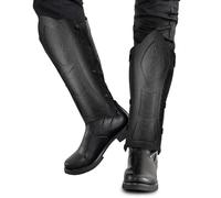 HiiFeuer Ghette medievali in pelle di Pu per le gambe, Armatura da cavaliere d'epoca del Medioevo, Guardamuscoli mercenari per costume LARP (Nero B)