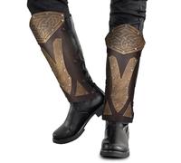 HiiFeuer Ghette medievali in pelle di Pu per le gambe, Armatura da cavaliere d'epoca del Medioevo, Guardamuscoli mercenari per costume LARP (Marrone C)
