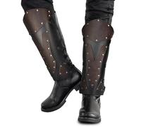 HiiFeuer Ghette medievali in pelle di Pu per le gambe, Armatura da cavaliere d'epoca del Medioevo, Guardamuscoli mercenari per costume LARP (Marrone scuro C)