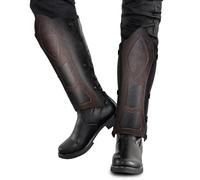 HiiFeuer Ghette medievali in Pelle di Pu per Le Gambe, Armatura da Cavaliere d'Epoca del Medioevo, Guardamuscoli mercenari per Costume Larp (Marrone Scuro B)
