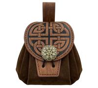 HiiFeuer Marsupio da cintura in cuoio sintetico con rilievi medievali, Borsa da cintura portatile retrò rinascimentale Portamonete Borsa per dadi per LARP Ren Faire