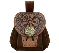 HiiFeuer Marsupio da cintura in cuoio sintetico con rilievi medievali, Borsa da cintura portatile retrò rinascimentale Portamonete Borsa per dadi per LARP Ren Faire