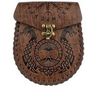 HiiFeuer Marsupio Nordico Goffrato in Ecopelle, Con Tasca Laterale, Stile che Ricorda il Medioevo, Marsupio Vintage per LARP Ren Faire (Dragon)