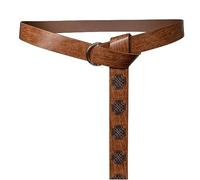 HiiFeuer Medieval Embossed PU Leather O Ring Belt, Retro Renaissance Knight Belt (Marrone A)