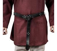 HiiFeuer Medieval PU Leather Ring Belt, Retro Renaissance Rivets Belt for LARP, Ren Faire & Halloween (Nero B)