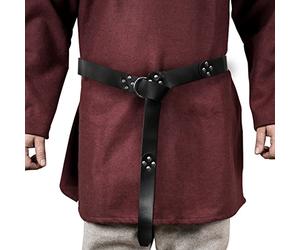 HiiFeuer Medieval PU Leather Ring Belt, Retro Renaissance Rivets Belt for LARP, Ren Faire & Halloween (Nero B)