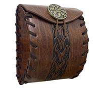 HiiFeuer Mini Borsa da Cintura in Cuoio Sintetico Medievale, Marsupio Portatile da Cintura Rinascimentale, Portamonete Nordico Borsa per Dadi per LARP Ren Faire (Marrone B)
