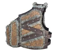 HiiFeuer Vichingo Pelliccia Artificiale Finta Pelle Petto Armatura, Medievale Vintage Barbaro Corpo Armatura Cavaliere Gilet Armatura Regolabile (Marrone)