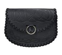 HiiFeuer Viking Embossed Belt Bag, Vintage Medieval Faux Leather Side Pack, Middle Ages Portable Belt Pouch For LARP Ren Faire (Black A)