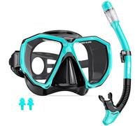 Hiipeak Maschera Snorkeling per adulti, maschera da sub per adulti con snorkel a secco, maschera da sub antigoccia e antifuga con snorkel in vetro temperato, snorkeling per immersioni e subacquea