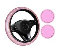 Hiistaring Coprivolante per auto, coprivolante elastico, per donne e ragazze, universale, 40,5 cm, accessori auto per ragazze con 2 sottobicchieri auto per portabicchieri