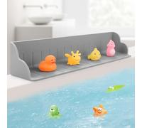 Hiitytin Mensola paraspruzzi per vasca da bagno per bambini, in silicone, con 4 forti ventose, lavello da cucina, porta giocattoli da bagno, vassoio per giocattoli, portaoggetti e organizer grigio