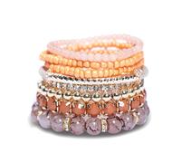 HIIXHC Braccialetti con perline bohémien da donna, multistrato, impilabili, elasticizzati, bohémien, gioielli per migliore amica, gif, Adjustable, Vetro, Nessuna pietra preziosa