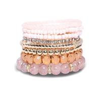 HIIXHC Braccialetti con perline bohémien da donna, multistrato, impilabili, elasticizzati, bohémien, gioielli per migliore amica, gif, 7 inches, Vetro, Nessuna pietra preziosa